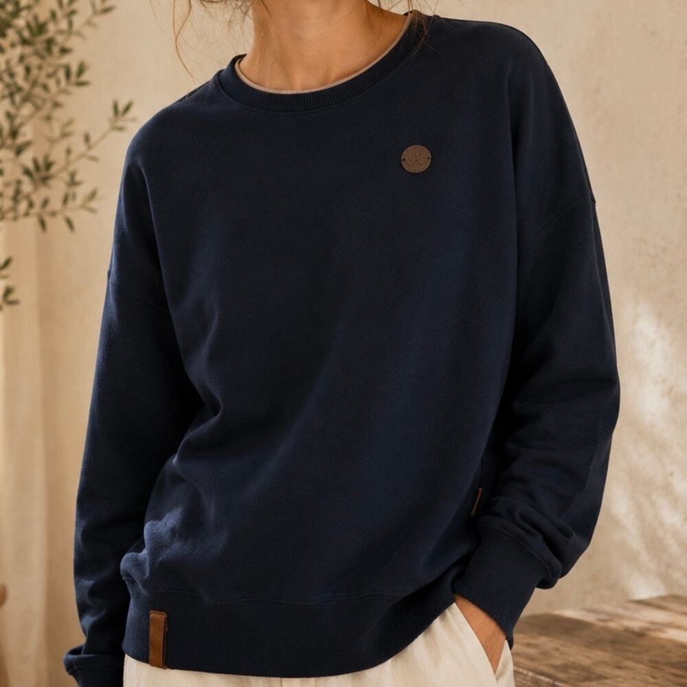 NAKETANO | Brave New Word Navy Crewneck Sweatshirt | Medium